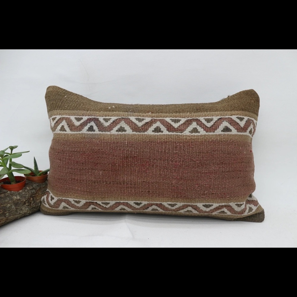 Beautiful Boho Kilim Pillow Cover w/Hidden Zipper- 12" x 20"  insert included